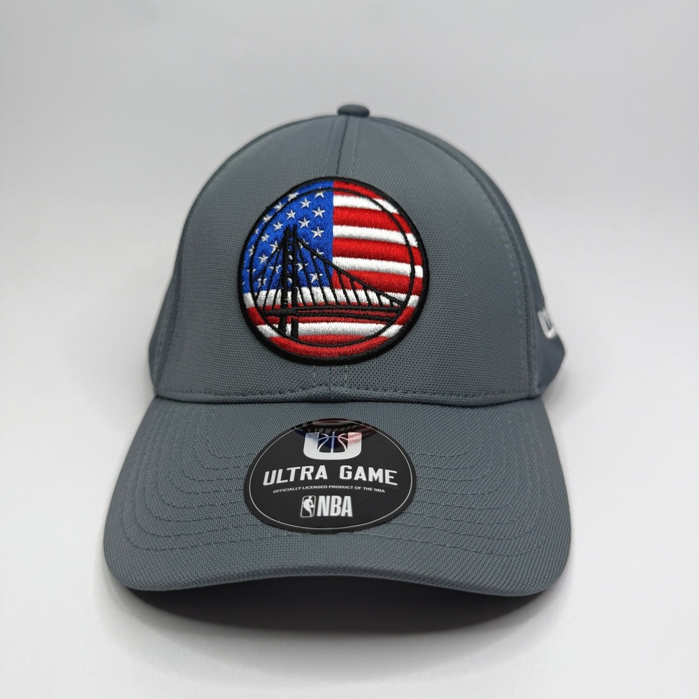 NWT Ultra Game NBA Golden State Warriors Hat Mens OSFA USA Flag Patch Stretch